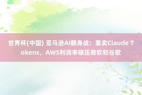 世界杯(中國) 亞馬遜AI翻身戰：靠賣Claude Tokens，AWS利潤率碾壓微軟和谷歌
